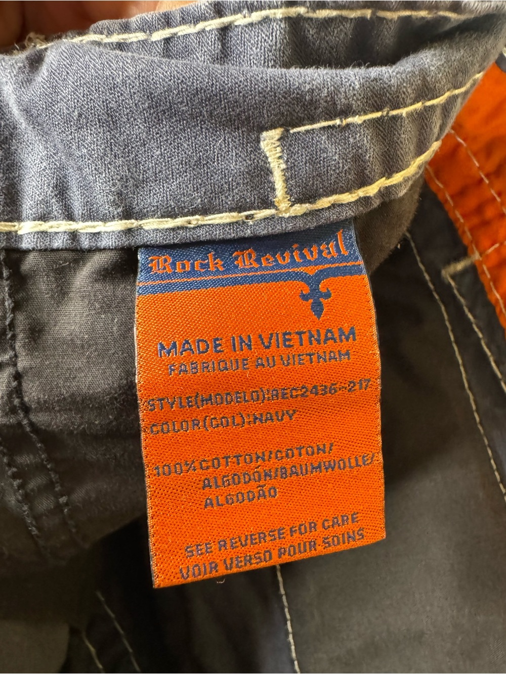 Rock Revival Classic Cargo Shorts Navy Blue Men's Size 33 Distressed - Picture 6 of 11